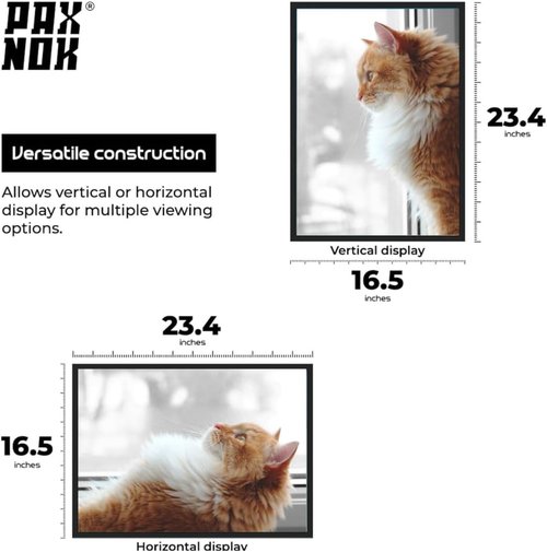 A2 Picture Frame - Premium Glossy Black Plastic with Shatterproof Plexiglass | 16.5"x23.4" for Art and Photos