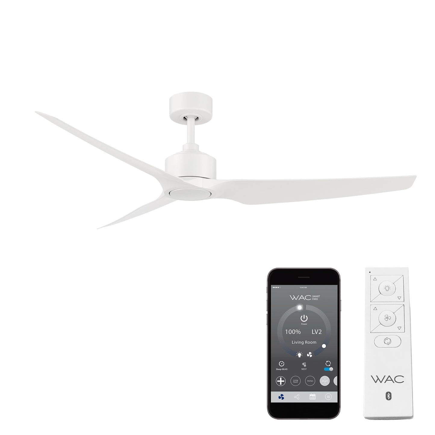 WAC F-056-MW Stella 60" Outdoor Ceiling Fan with Remote Control, Matte White