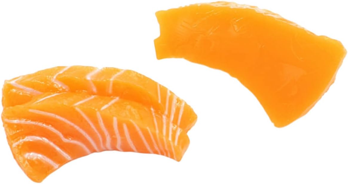 2pcs BESPORTBLE Fake Salmon Slice Models for Kitchen Decor and Photography Props Realistic Plastic Sashimi Food Models