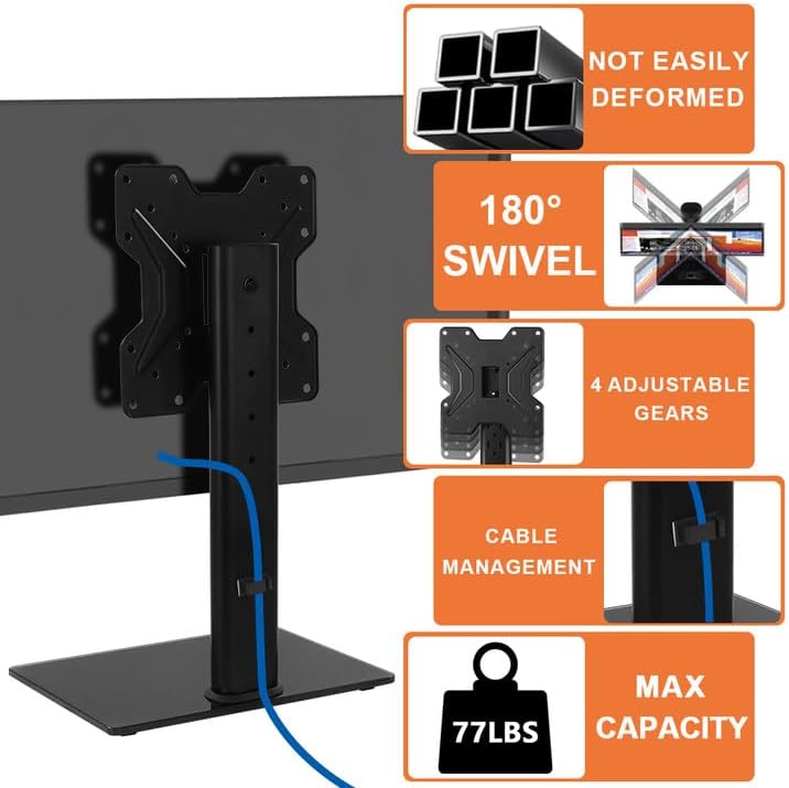 KKTONER 13 inch 43 inch 77LBs Universal TV Stand Base for to LED TV Table Top TV Mount Stand with Swivel Height