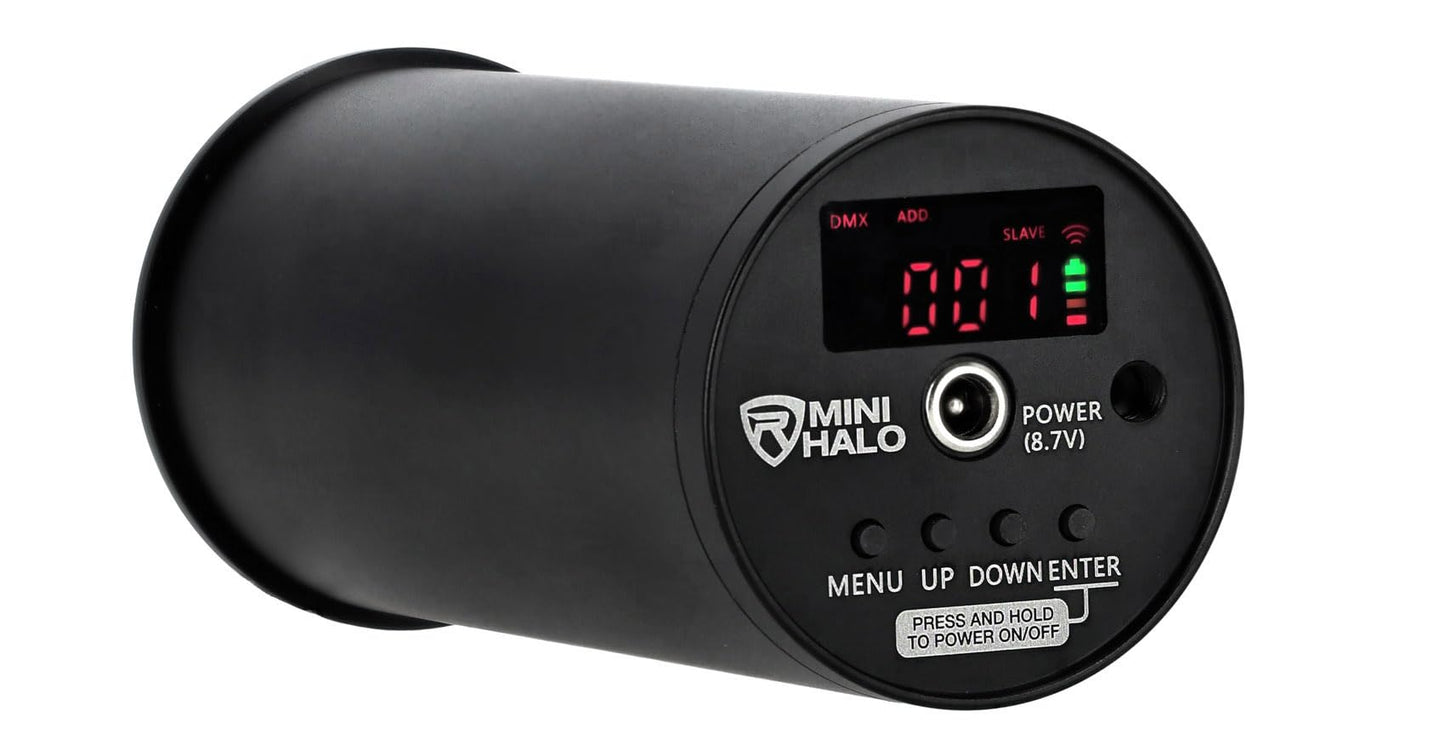 Rockville 8 Pack MINI Halo Black DJ Wash Lights + Bag, Wireless DMX, 17 Hour Battery, Wireless DMX, RF Remote