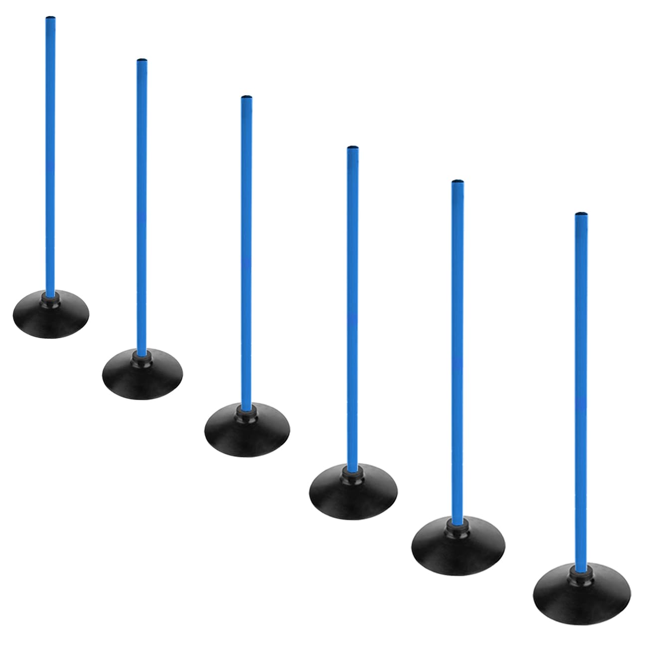 ASENVER Blue Soccer Agility Poles Set Detachable Sports Trainning Speed Pole Slalom Poles with Rubber Base Sport Traning Equipment (3.3 FT, Pack of 6)