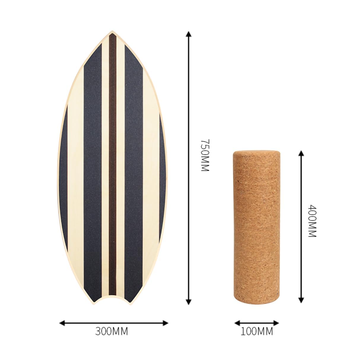 Balance Board Indoor Surfboard Surf Style Home Fitness with Wheel for Exercise, Athletic Training and Board Sports - Fun Workout Equipment For Balance, Stability and Improving Core Strength (stripe)