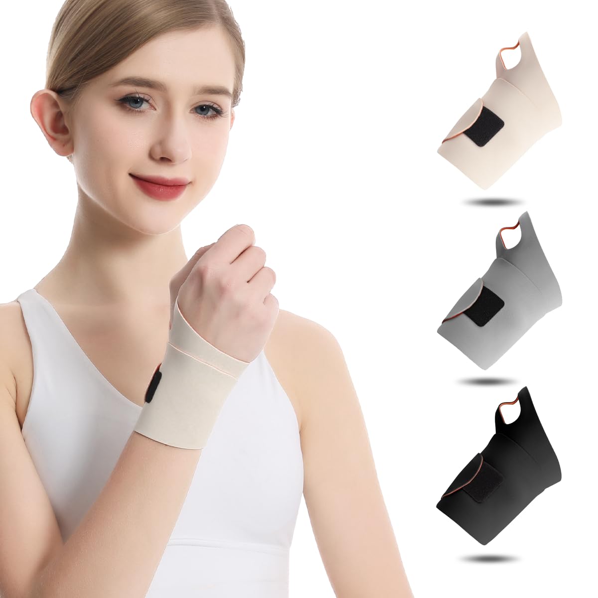 iStabo 2 Pack Wrist Brace Support for Carpal Tunnel Pain Relief, Ultra Thin Elastic for Tear, Ulnar Wrist wraps Repetitive Wrist Use Injury, Fit Left or Right Hand, Small and Medium Hands Sizes
