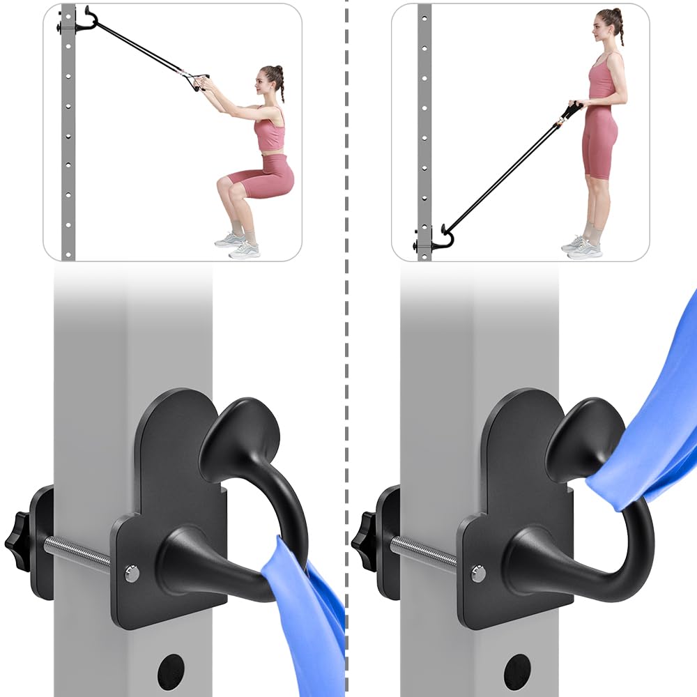 Lifeswell Resistance Band Anchors, Rack Attachment for 2"x2" Power Rack with 1" or 5/8" Hole, Adjustable Multi Point Workout Hook for Strength Training, Fitness, Physical Therapy, 2 Pack