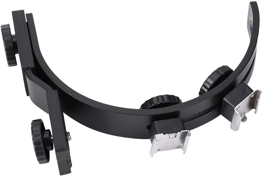 C-Shape Dual Hot Shoe Flash Mount Bracket for Cameras