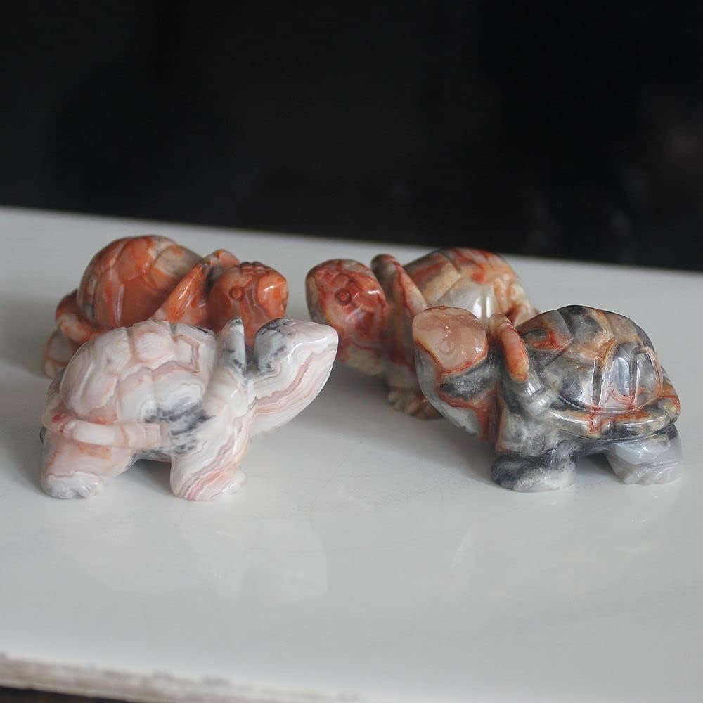 Skiennix Hand Carved Gemstone Crystal Quartz Turtle Figurine | Unique Home Decor Accent
