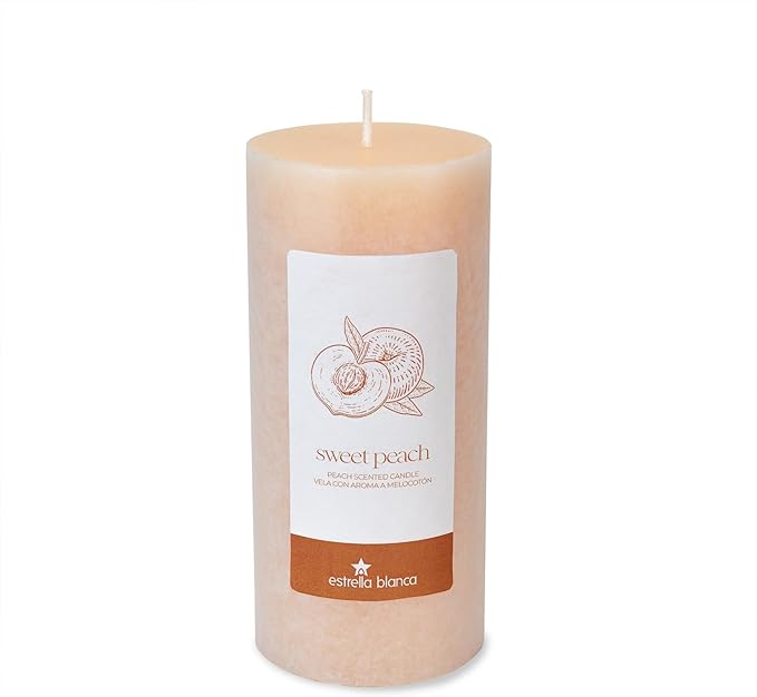 Peach Scented Light Orange Pillar Candles, 3x6 Inch Set of 3, Long Lasting Fall Candles for Home Decor, Thanksgiving Autumn Gifts for Women Men, Halloween, Holiday