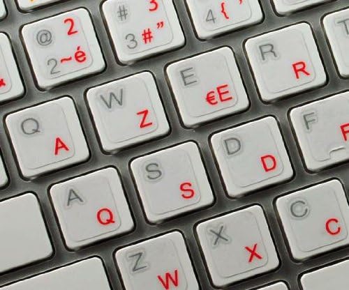 4Keyboard French AZERTY Keyboard Decals ON Transparent Background with Blue, Black, Green, RED, White OR Yellow