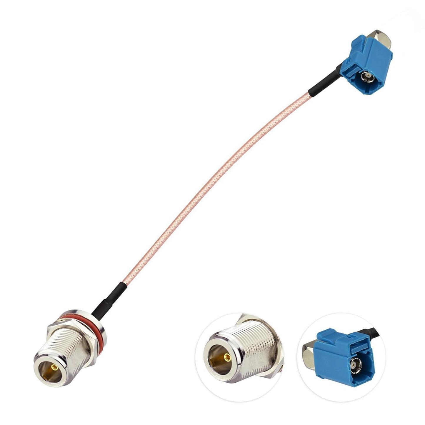 BINGFU 5.9inch RG316 4G Fakra Z Female Right Angle to N Bulkhead Jack Cable Adapter Converter Jumper Cord for Car