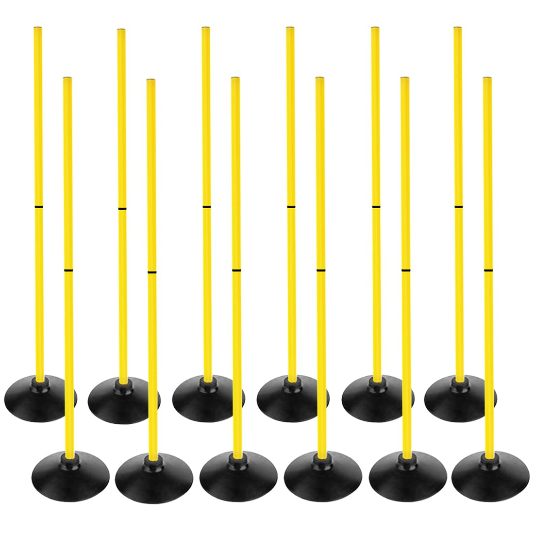 ASENVER Soccer Agility Poles Set Detachable Sports Trainning Speed Pole Slalom Poles with Rubber Base Sport Traning Equipment (4.9 FT, Pack of 12)