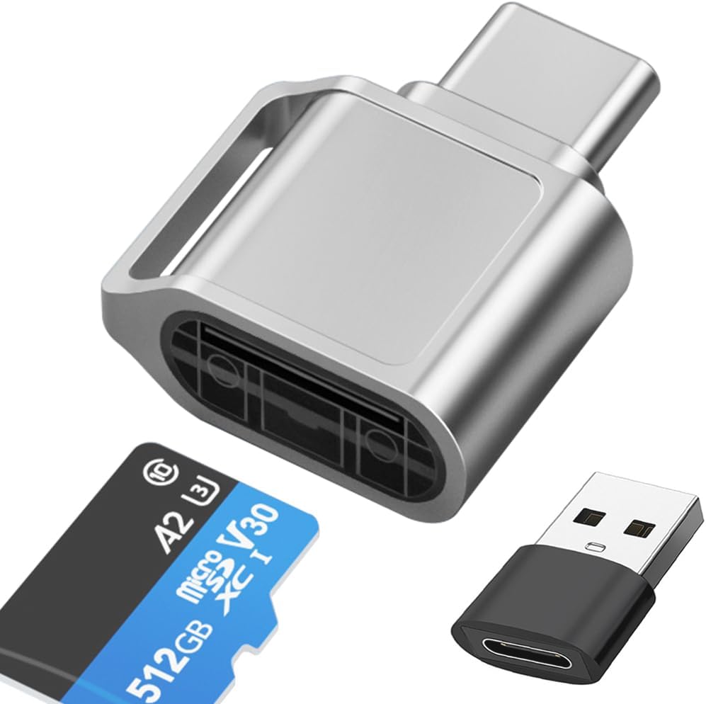 Mepsies 17/16/15, Micro SD Card Reader, USB C SD Card Reader, Type C TF Memory Card Reader with USB C to USB Adapter