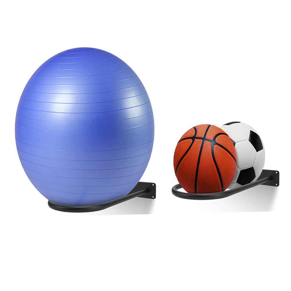 XIAO PEI Medicine Ball Rack - Wall Mount Stability Ball Storage Rack(2 Black)