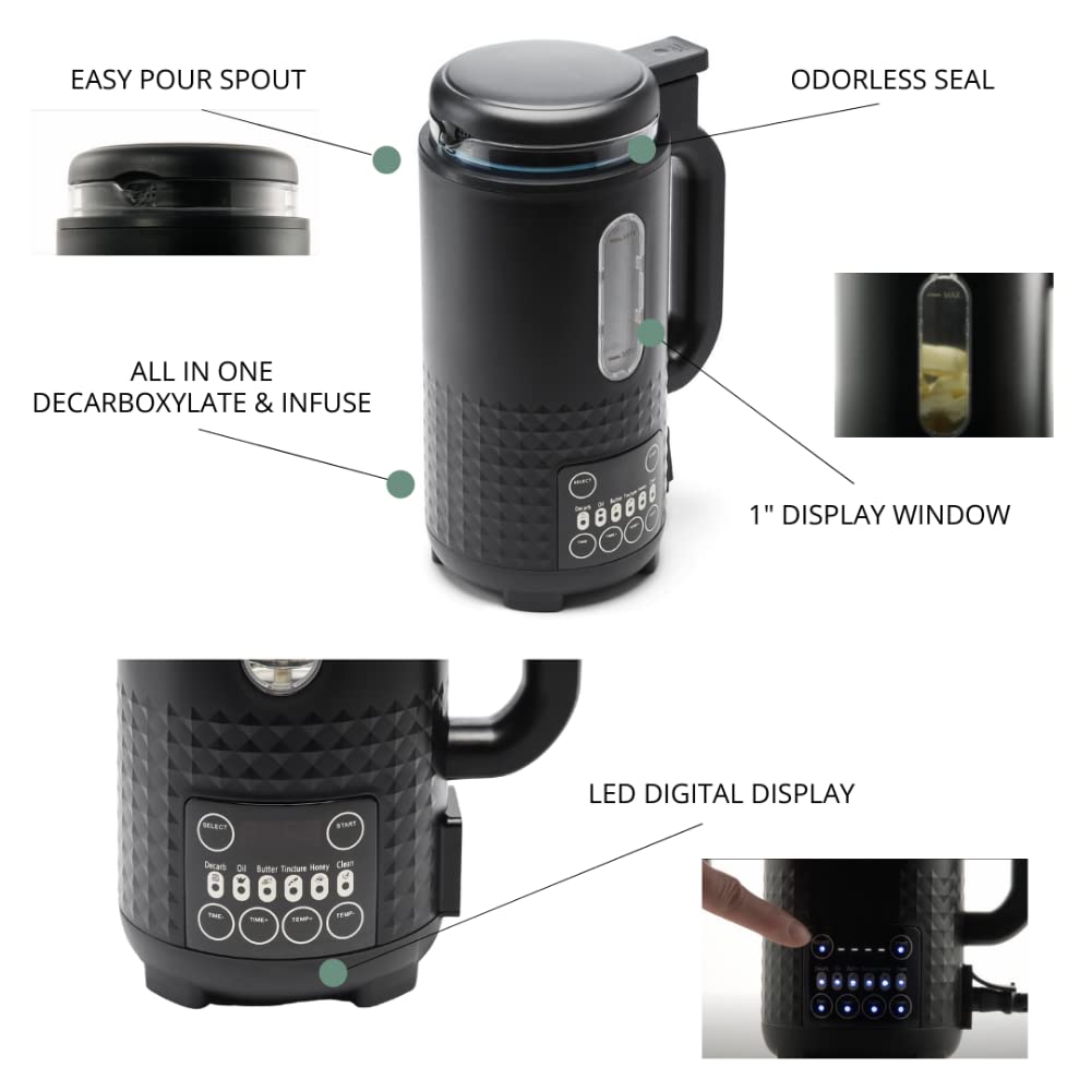 Hello High Ultra Infuser - Herbal Oil & Butter Infuser Machine, Decarboxylator, All-in-One Herb Infused Butter Maker, Easily Infuse 1-3 Cups, with Butter Mold Included