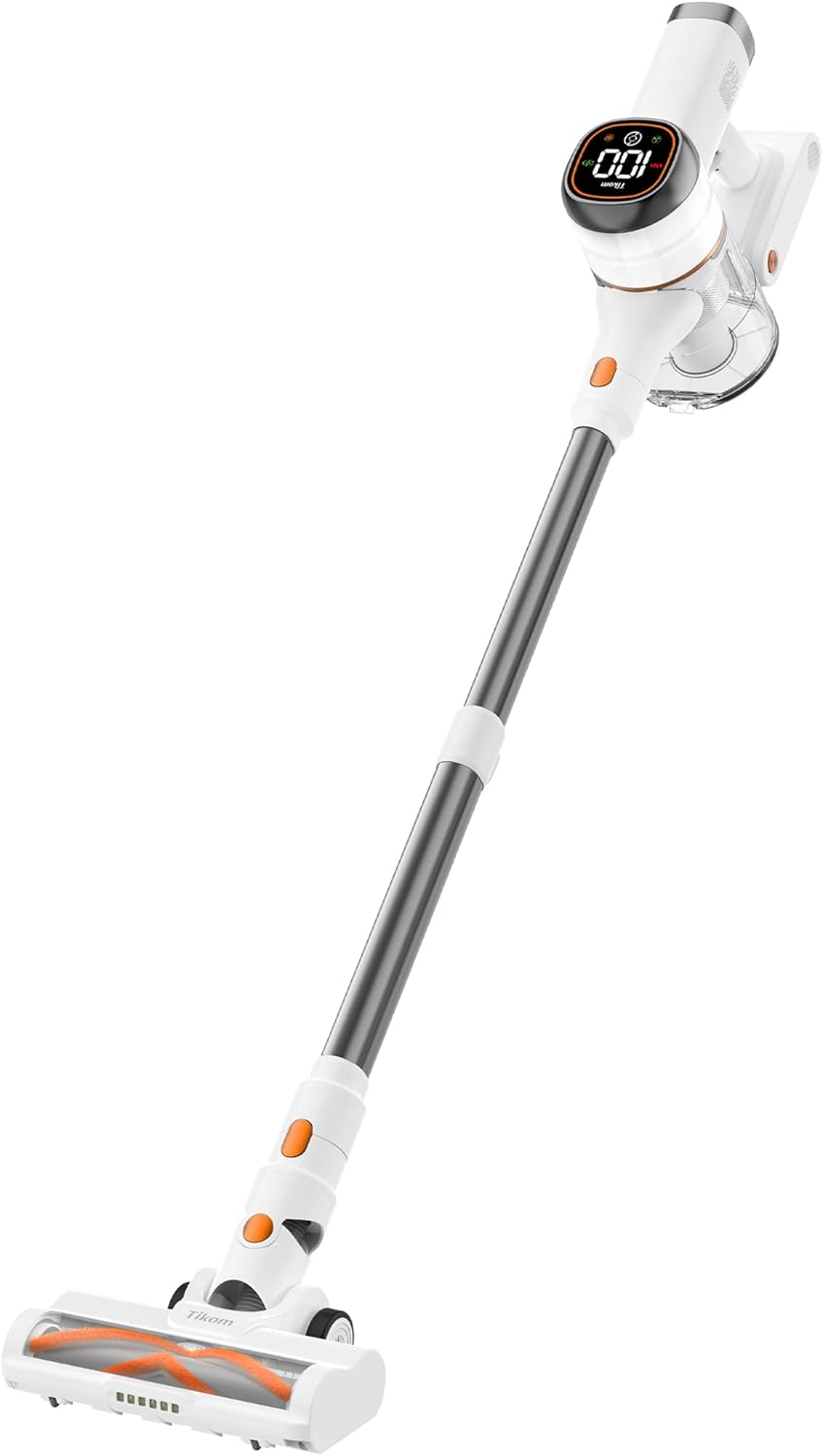 Tikom V500 Cordless Vacuum Cleaner - 40000Pa Suction Power, LED Touch Screen, Lightweight Design for Pet Hair & Hard Floors