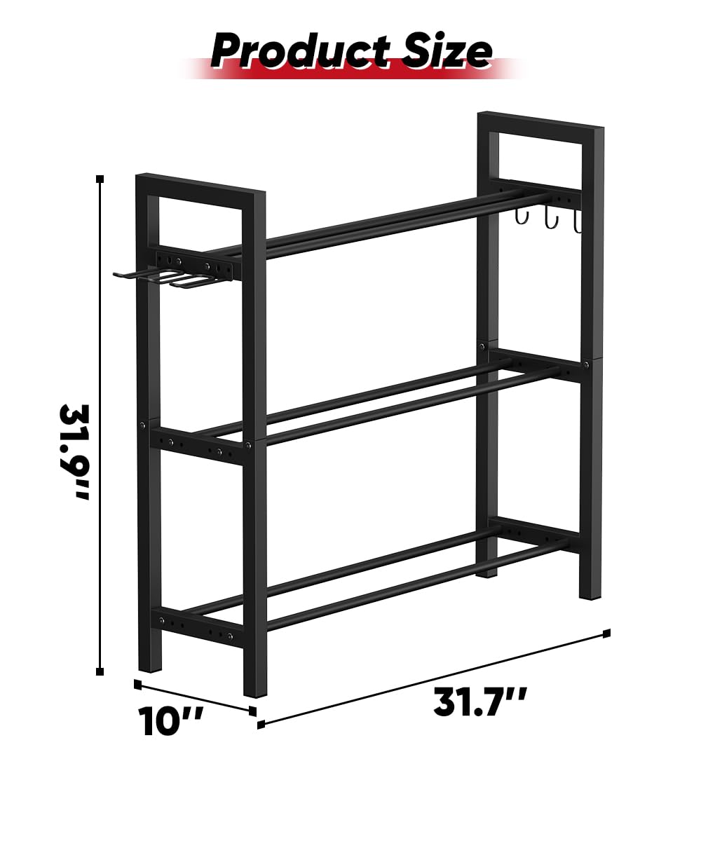 Ansionsol Adjustable Dumbbell Rack, Weight Storage Stand Holder for Dumbbells & Kettlebells, Heavy-Duty Metal Home Gym Workout Organizer with Hook for Gym Equipment Accessories (Rack Only)