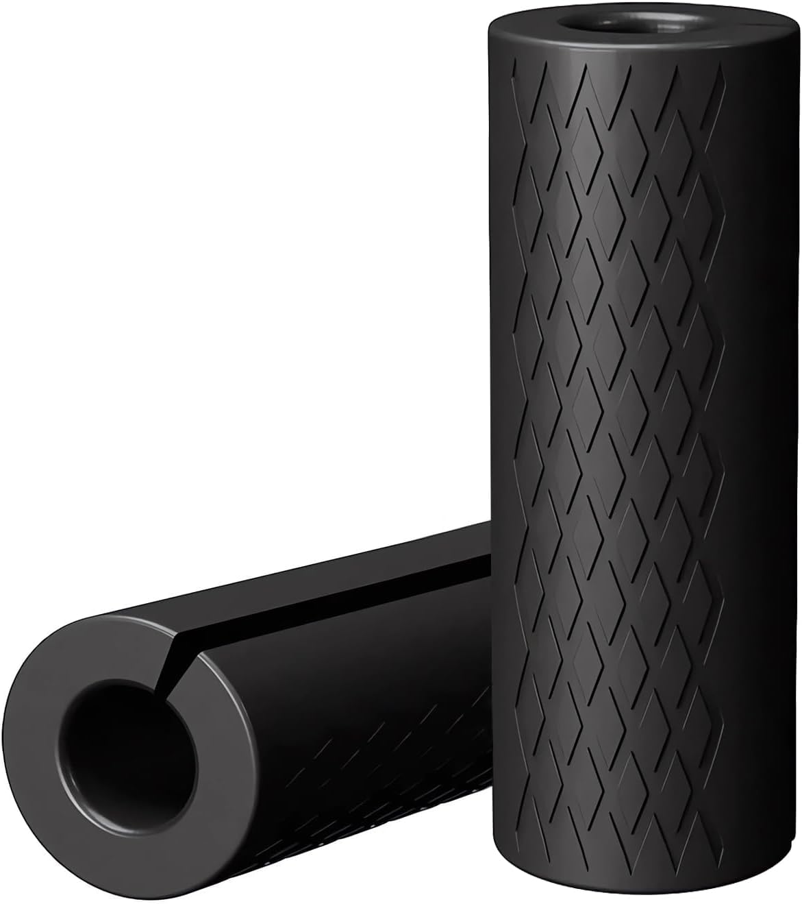 Thick Dumbbell & Barbell Grips for Weightlifting - High-Density Silicone Rubber, Non-Slip Gym Grips for Muscle Growth, Hand Stress Relief, Arm Blaster Adapter Black (1 Pair)