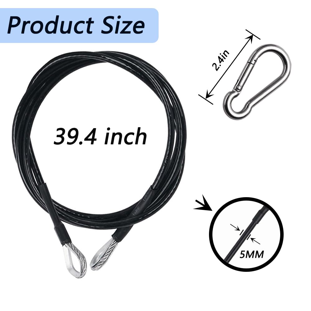LOOEEL 2 Pack 39 Inch Fitness Extension Cable,Fitness Extension Rope Attachments Home Gym Cable Pulley System Fitness Cable for Tricep Pull Down and Leg Exercise Home Gym Machine Accessories