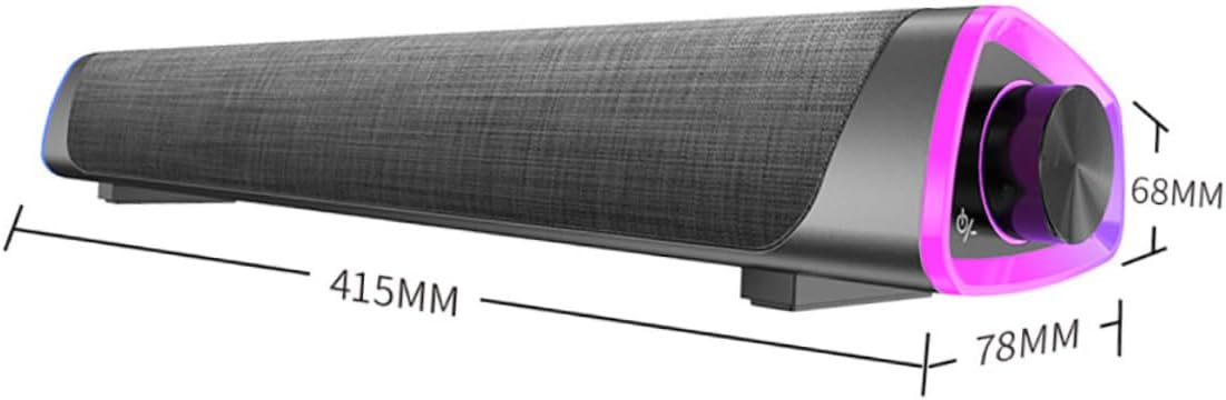 Gatuida 3D Wired Soundbar Speakers for Desktop Black Surround Sound Audio System Dual Drivers USB Powered Compatible