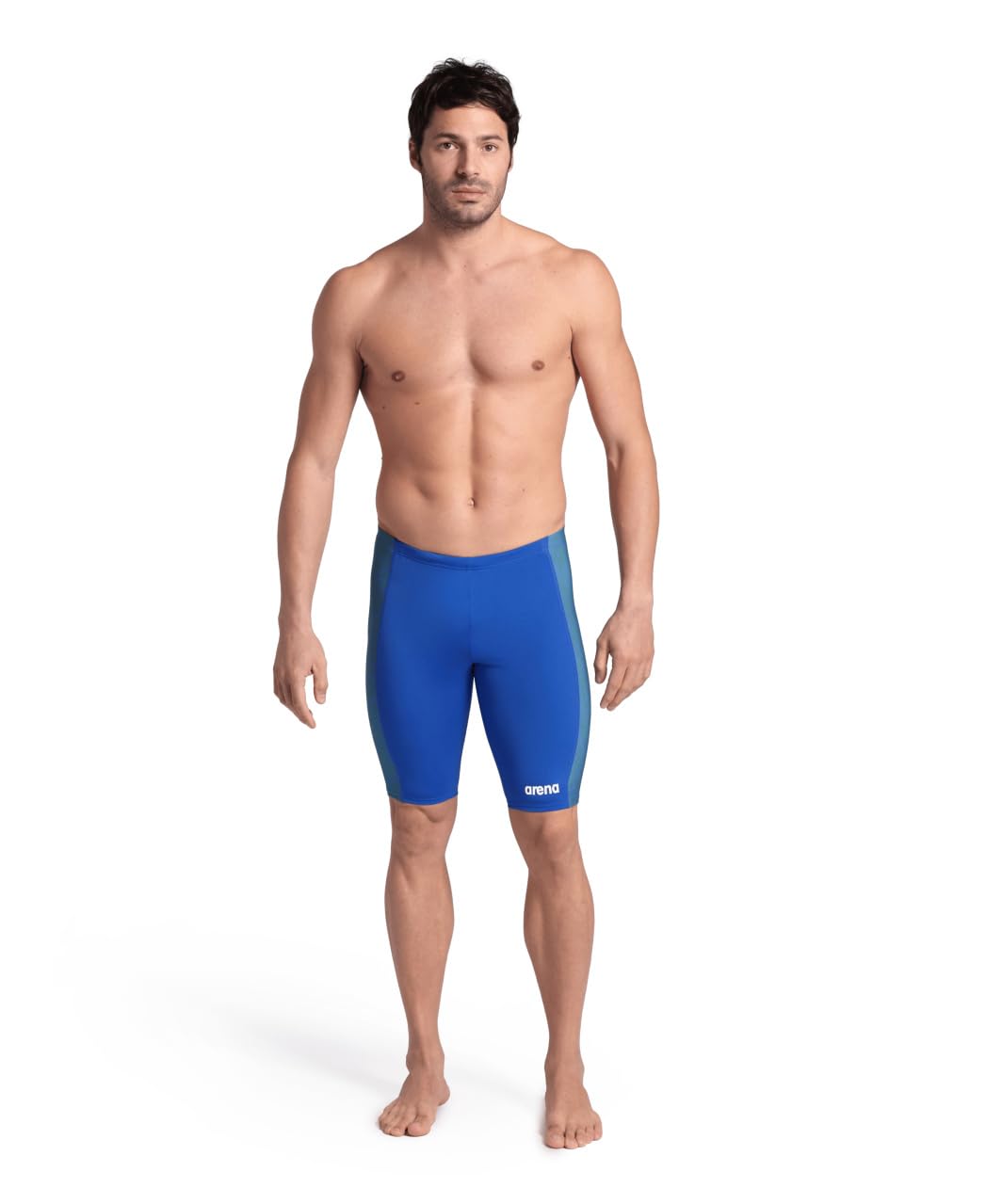 ARENA Performance Men's Abstract Tiles Swim Jammer MaxLife Athletic Practice Knee-Length Swimsuit Short Competitive Training Bathing Suit, Royal/Team Royal Green, US Size 24