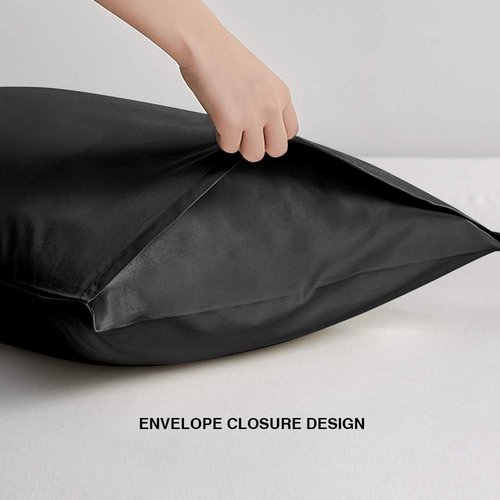 FLXXIE Pillow Cases - Soft Microfiber Queen Pillow Covers | Wrinkle Resistant, 2-Piece Set, 20x30, Black