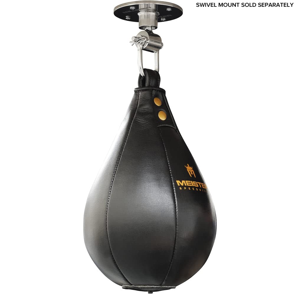 Meister SpeedKills Leather Speed Bag w/Lightweight Latex Bladder - Black - Large (10.5" x 7") (26.7 cm x 17.8 cm)