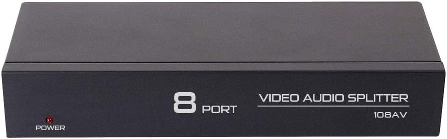 DTECH 8 3 1 8 Powered Way RCA Splitter Box in Out Composite Video Audio Distribution Duplicator with Power Adapter