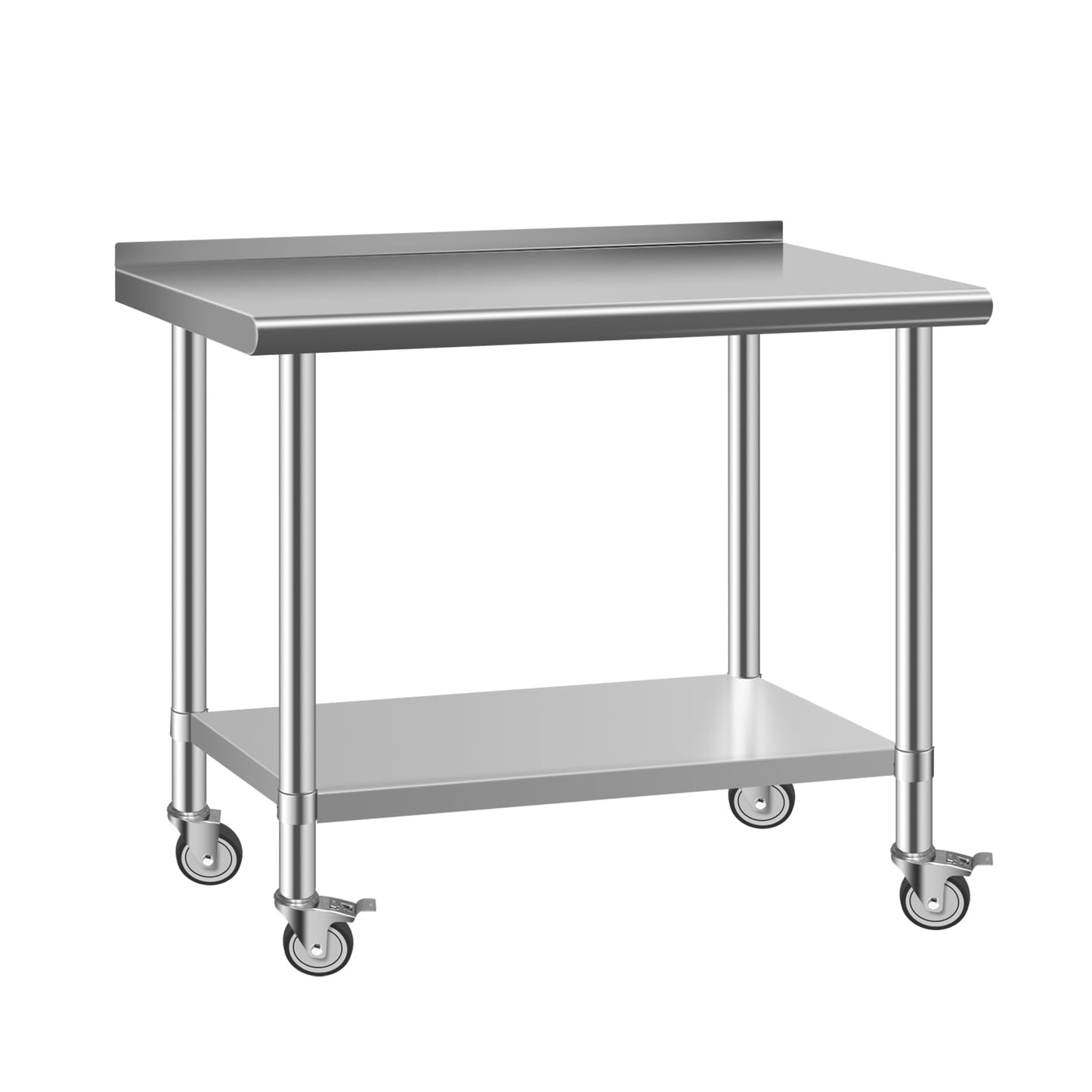 Faazy Stainless Steel Commercial Workbench - 30 x 36 Inch Metal Table Cart with Caster Wheel - NSF Certified - Heavy Duty for Restaurant, Kitchen, Garage