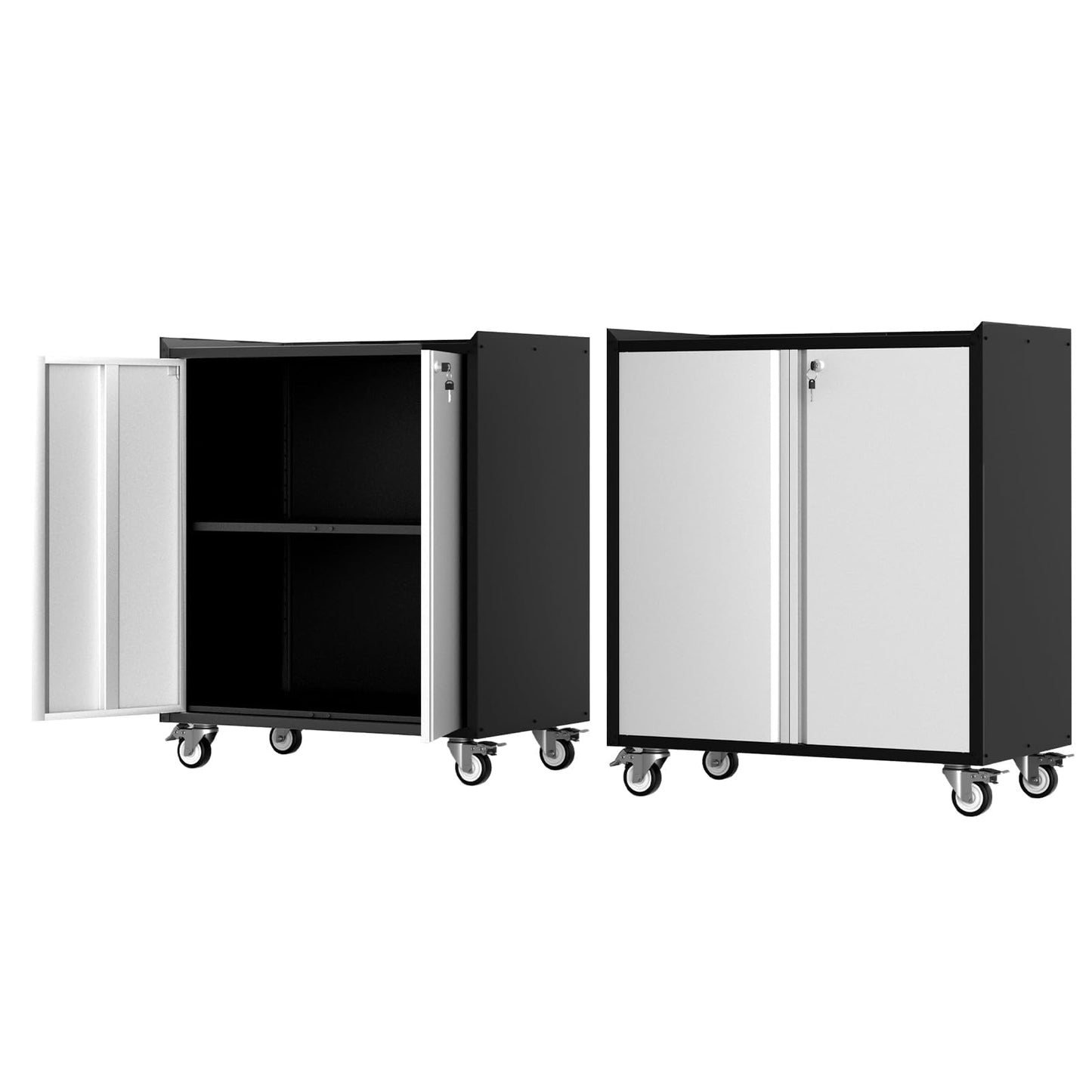 IDEALHOUSE 46" Rolling Garage Storage Cabinet with Locking Doors - Heavy-Duty Metal Shelving Unit, Mobile Tool Organizer for Home Office Workshop Organization