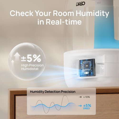 DREO Ultrasonic Humidifier - 3L Top Fill, 30H Quiet Runtime & Humidity Sensor | Ideal for Bedrooms & Nurseries