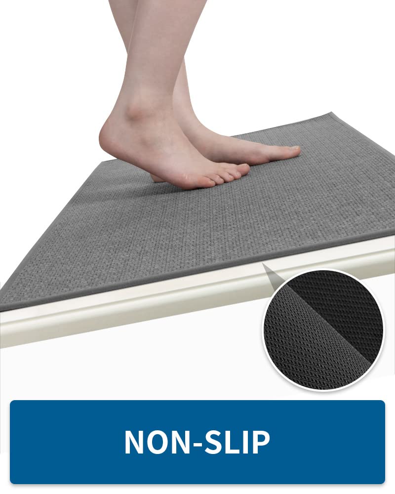 MontVoo Kitchen Rugs and Mats Non Skid Washable, Absorbent Runner Rugs for Kitchen, Front of Sink, Kitchen Mats for Floor (Dark Grey, 20"x70")