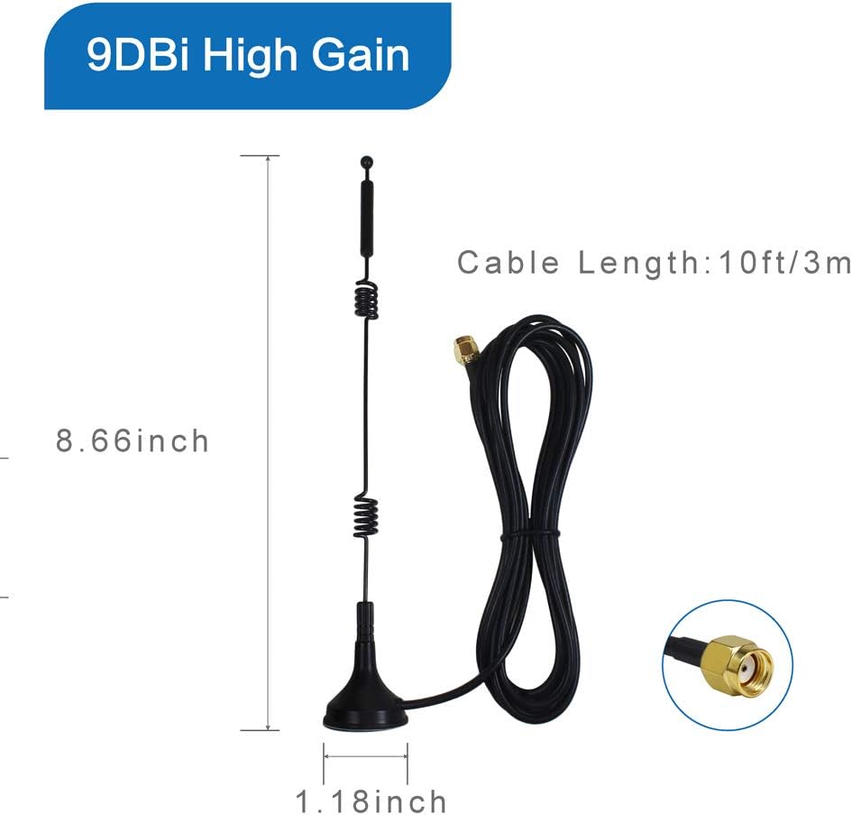 eifagur (4-Pack), 9dbi 2.4GHZ 5GHZ 5.8GHZ Dual Band Long Range WiFi Antenna RP-SMA Connector with Magnetic Base for IP
