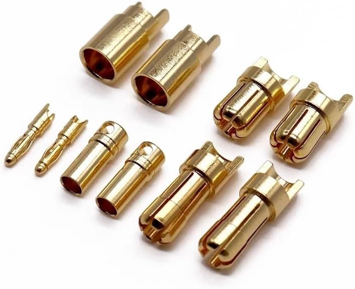 sjgqwt 20pcs/lot 2.0mm 3.0mm 3.5mm 4.0mm 5.5mm 6.0mm 8.0MM Plug(3.0mm) Gold bu/*llet Banana Connector