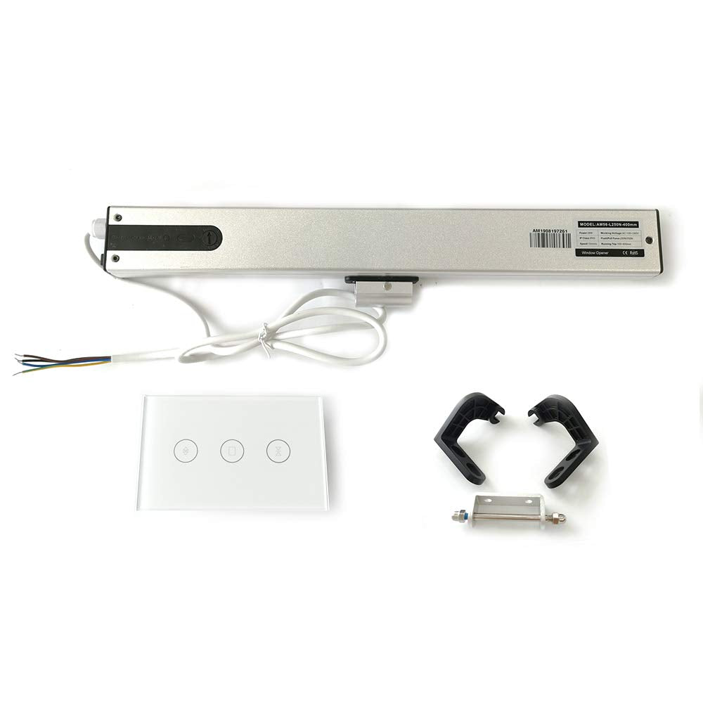 Olideauto Intelligent Smart AC Motor Automatic Window Opener with Wired US Standard WiFi Push Panel Phone App Control,Compatible for Alexa&Google Assistance Aluminum Alloy