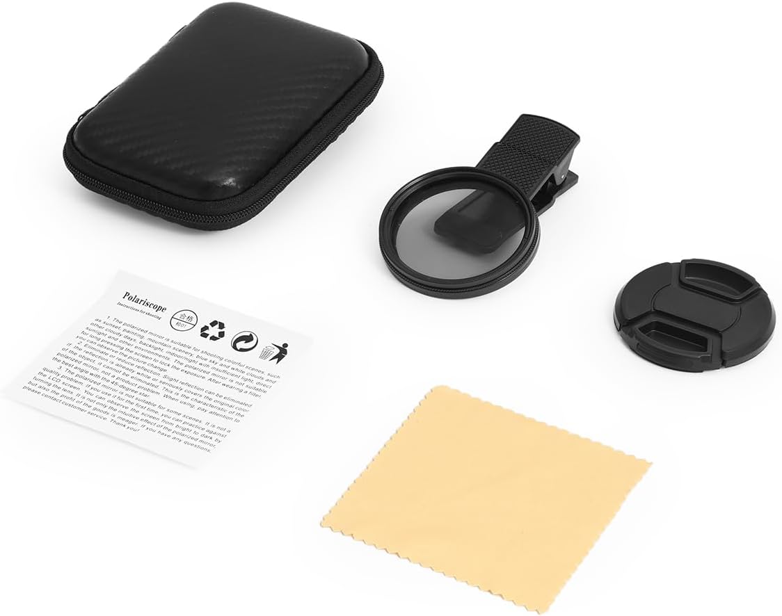 AMIR 52MM 17 16 15 14 13 12, Clip-on CPL Phone Camera Lens Filter, Circular Polarizer Filter, Phone Lens Filter Kit