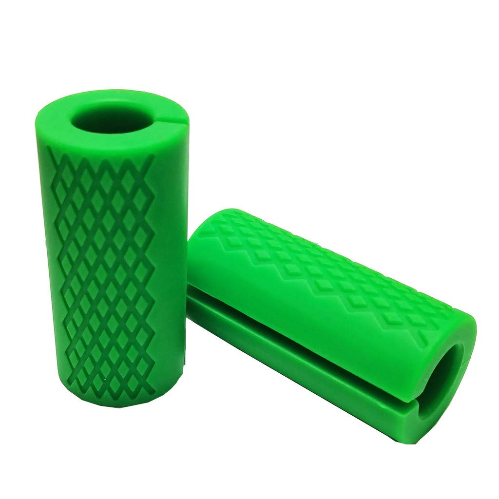 qibylift Pull Up Thick Bar Adapter, Weight Grip Bar Fit for Standard Barbell - Dumbbell Handle Grips, Silicone Rubber Barbell Grips for Weight Lifting Cable Attachments & Fitness Training (Green)