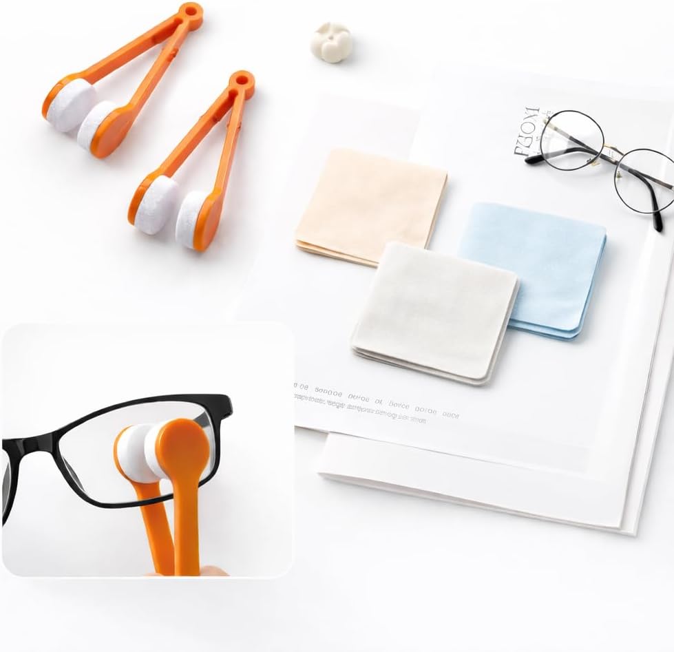 gemxtkg 2 6 Portable Glasses Cleaner Clips and Microfiber Wipes Quick Clean Tool for Eyeglasses and Shades