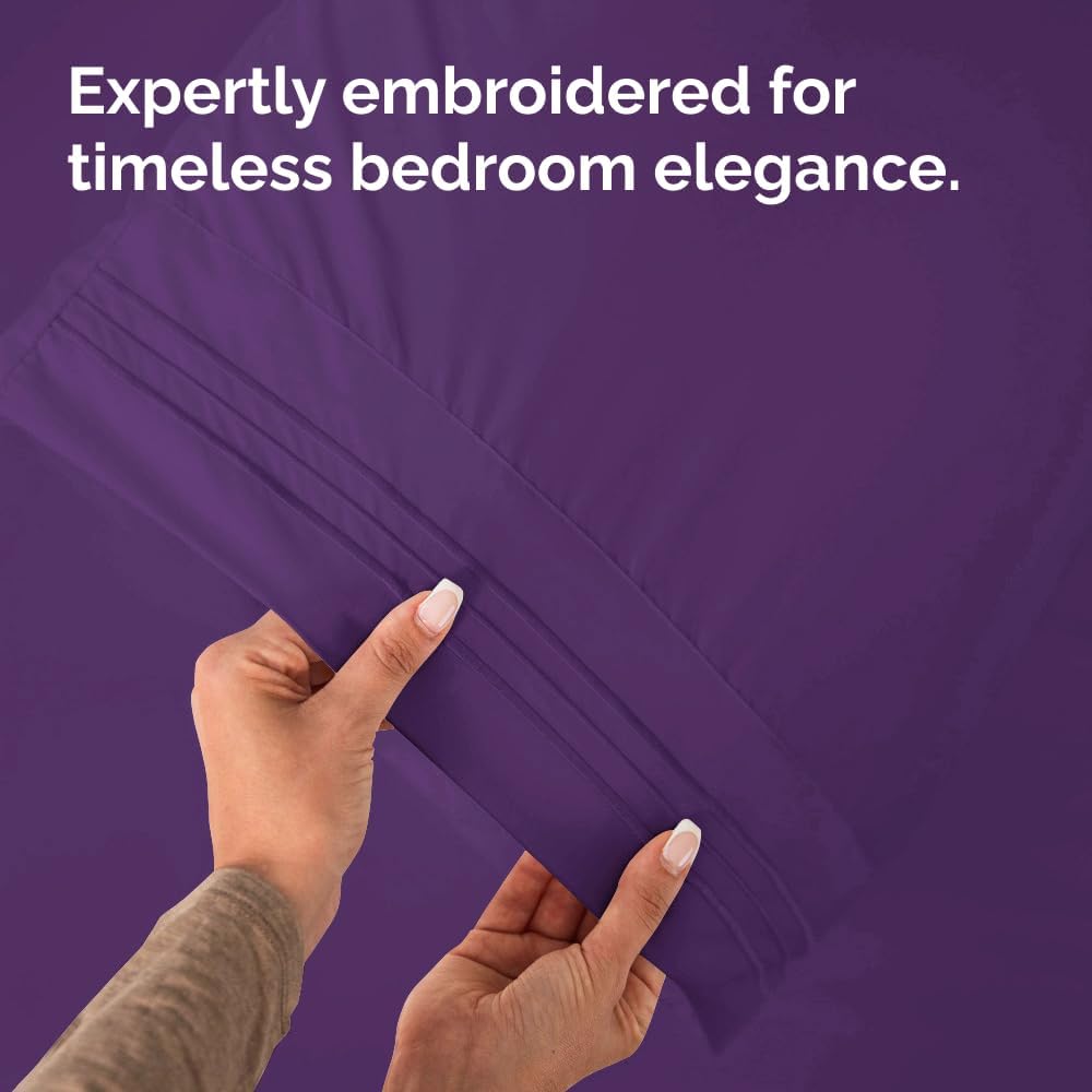 Queen Pillow Cases by [Brand Name] - Ultra Soft Hotel Quality, Wrinkle-Free & Fade Resistant - 4 Piece Set in Purple