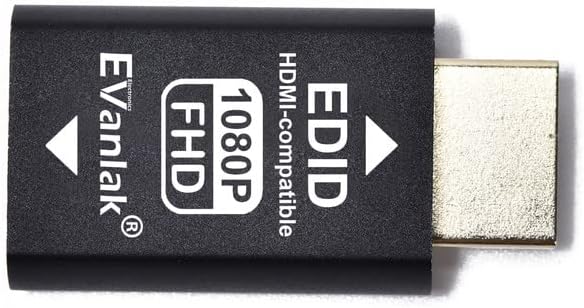 EVanlak 3rd -1920X1080@59hz-2pack Generrtion Hdmi Edid Emulator Passthrough Eliminated Emulator Adapter Work with Mac