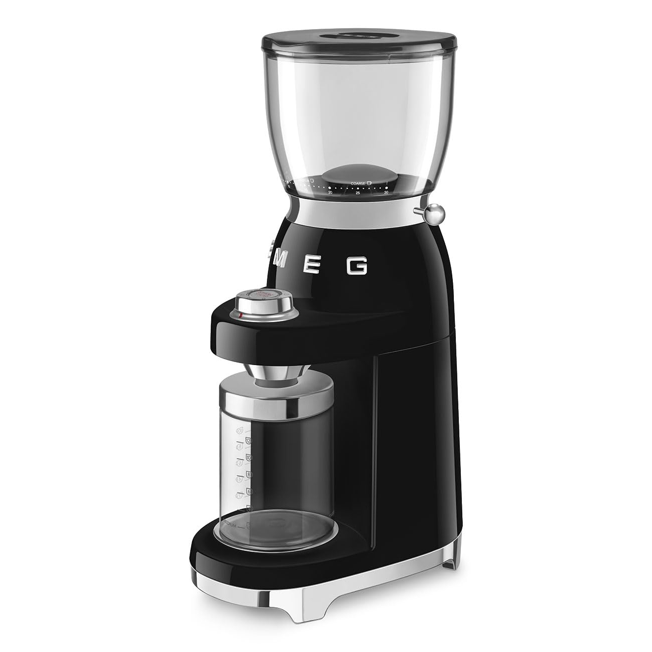 SMEG CGF11 Retro-Style Coffee Grinder – Burr Mill with 30 Grind Settings, Stainless Steel Conical Burrs, Removable Hopper – Precision Countertop Grinder for Espresso, Drip, French Press-Black