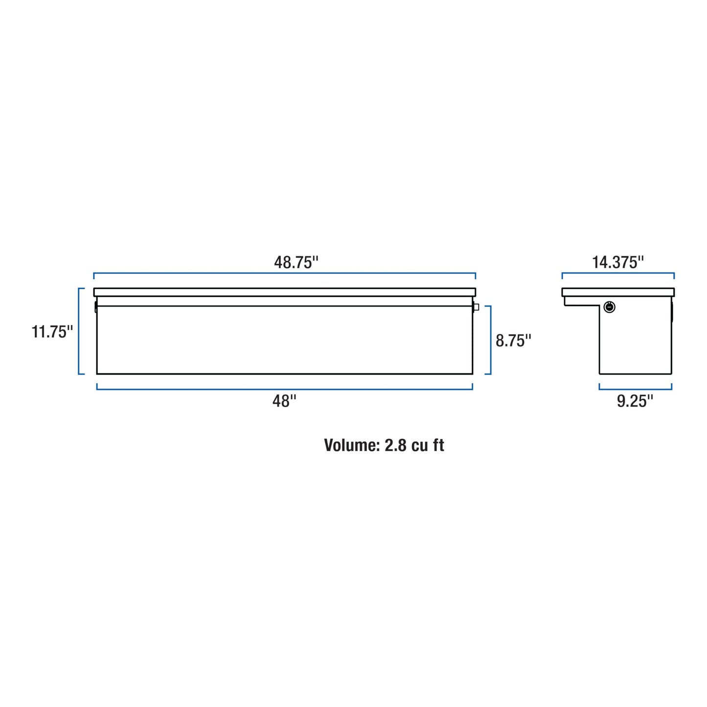 UWS EC30201 48-Inch Heavy-Wall Aluminum Truck Side Tool Box with Low Profile, RigidCore Lid