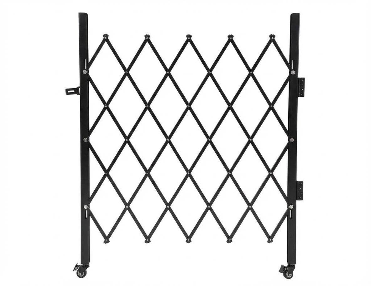 Heavy Duty Expandable Scissor Gate with Easy Lock for Garage & Garden Security
