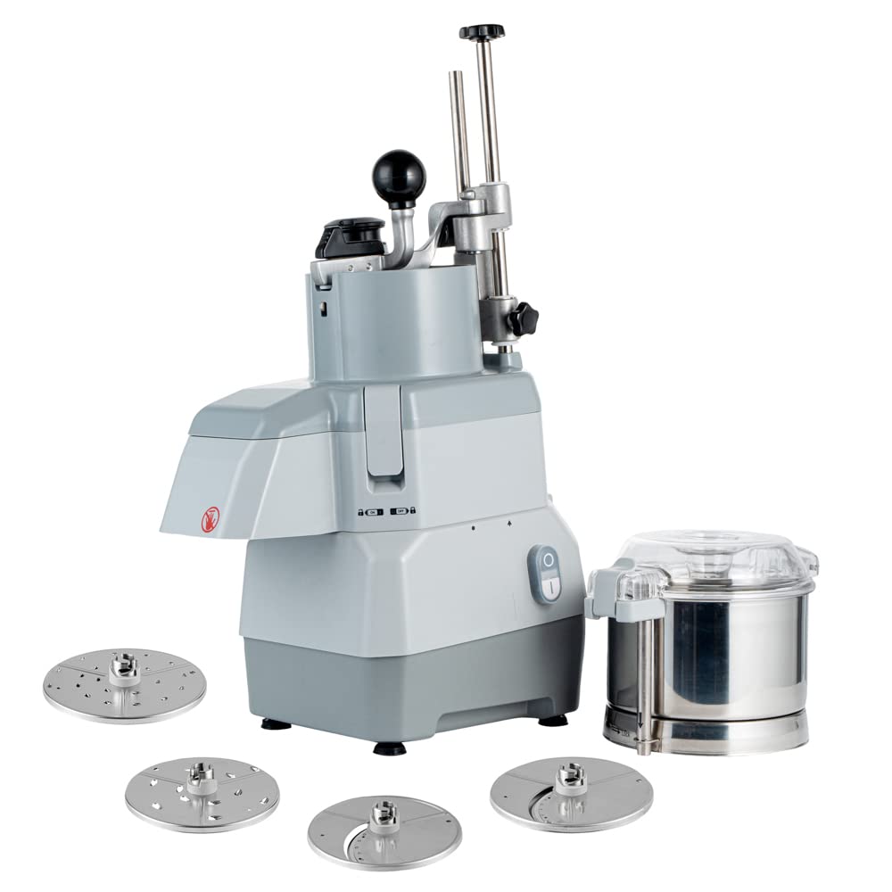 Restaurantware Met Lux 18.7 x 15.2 x 25.6 Inch Food Processor 1 Industrial Vegetable Chopper - With 3 Quart Bowl 4 Discs Stainless steel Commercial Food Processor For Slicing Or Grating