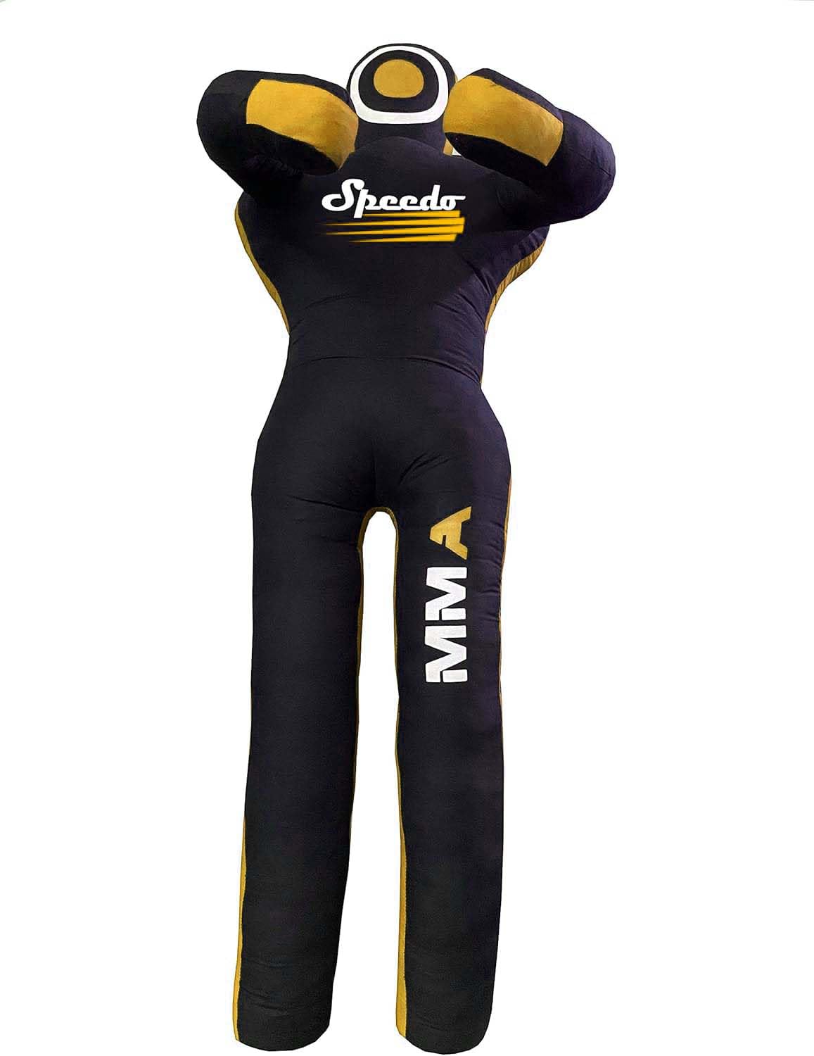 MMA Grappling Dummy Brazilian JIU Jitsu BJJ Punching Bag for Self Defense Wrestling Judo Karate Boxing Throwing Standing Position - UNFILLED (Black Yellow, 6ft)