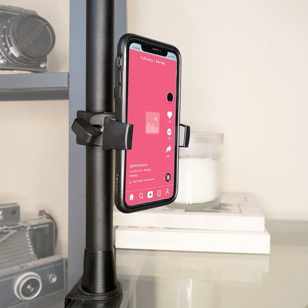 ARKON 5 Mounts Mobile Grip Phone Holder with Clamp Mount | Secure Spring-Loaded Holder | Clamp Phone Mount
