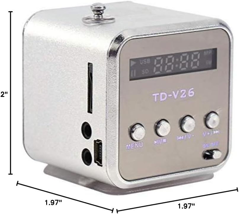 Zerone MP3 600mAh Portable FM Radio with Stereo Speakers SD TF Card Player USB Playback Rechargeable Battery Mini