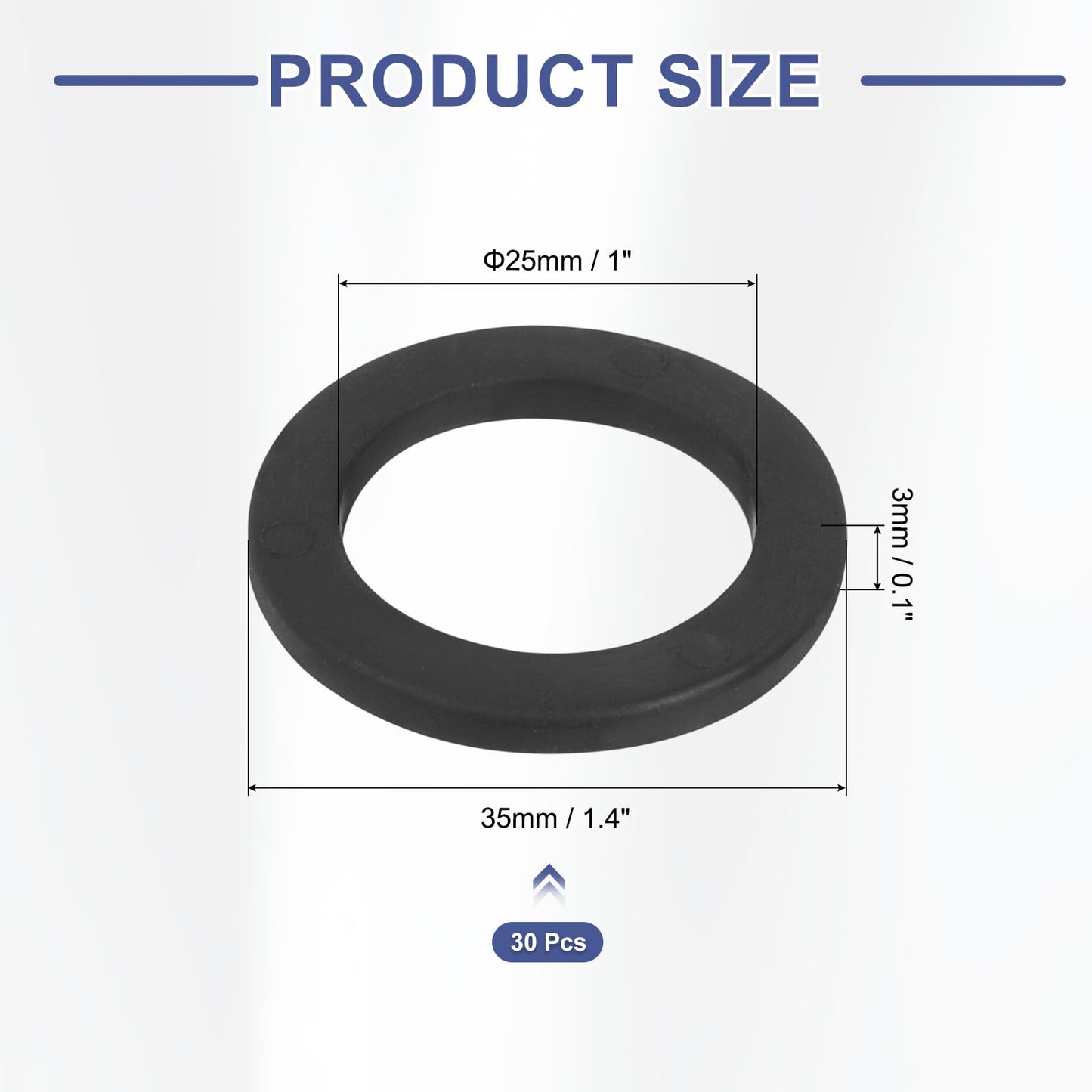 YELARXI Dumbbell Washer, Rubber Flat Washer Anti Slip High Elasticity Heavy Duty 1" & 12 Pack & Rubber & Black - Fitting for (1" Standard Barbell - Dumbbell Bar)