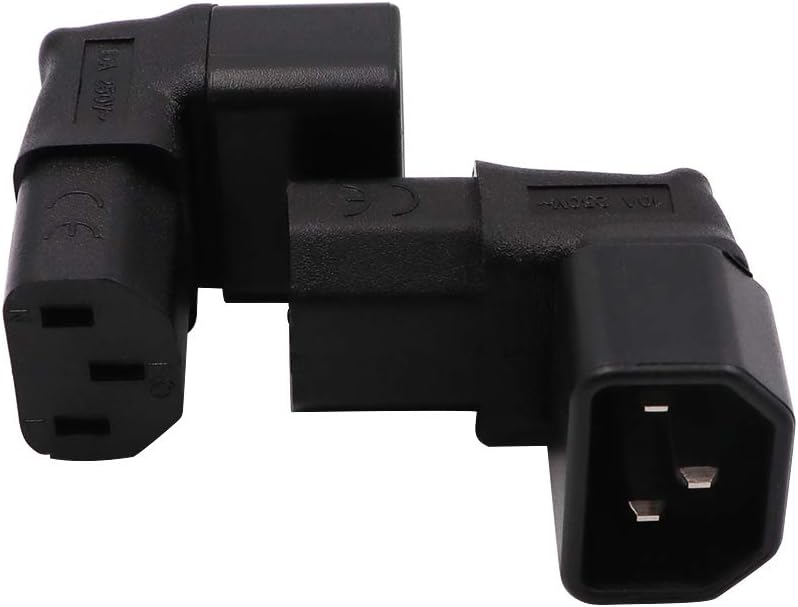 WYMECT C14 C13 90 2 Pack IEC to Power Adapter PDU Plug/Socket Up Degree for LCD Wall Mount TV