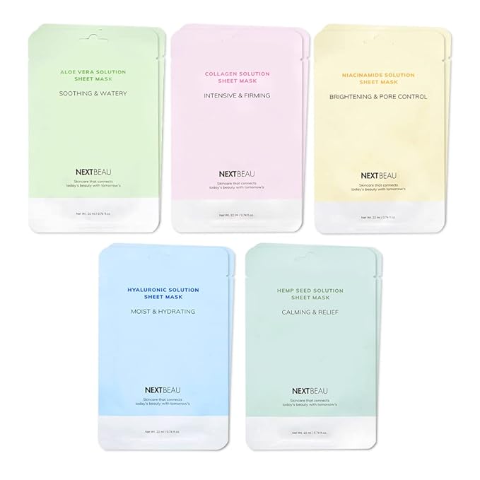 Solution Sheet Korean Collagen Face Mask for Skincare 5 Types x 2 Sets Moisturizing and Firming