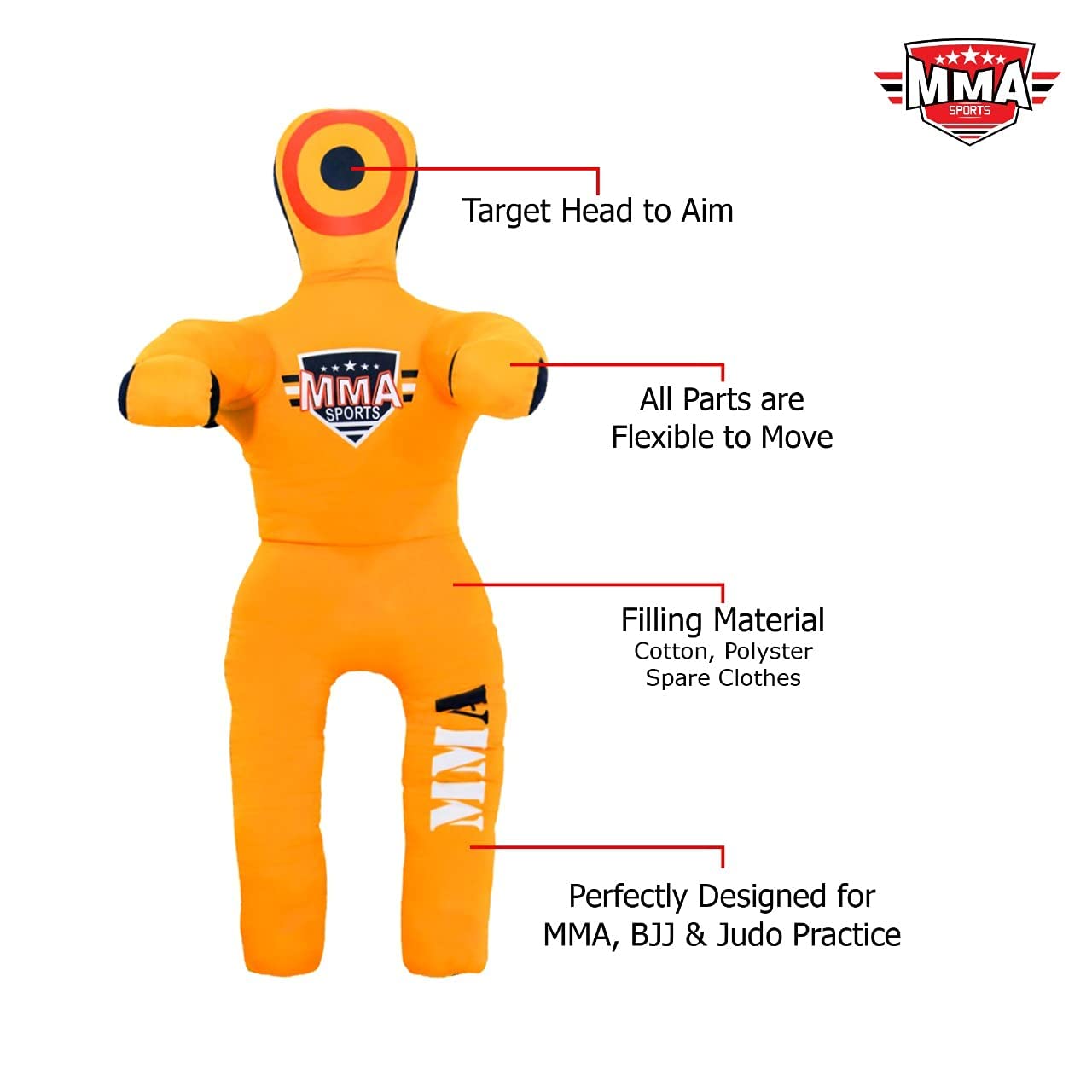 MMA Sports Brazilian Jiu Jitsu Judo Karate Throwing Boxing Dummy - 36-41 Inch Orange Grappling Dummy for Kids